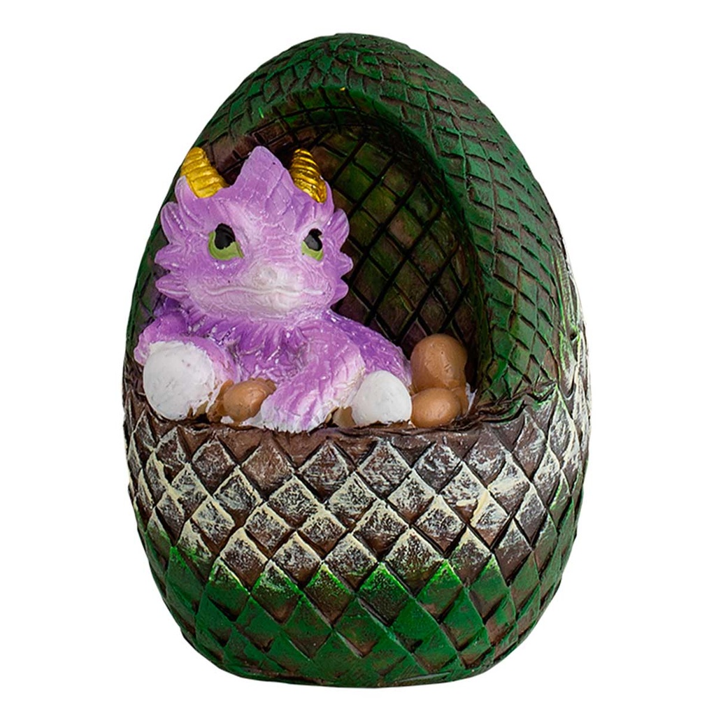 FIGURA RESINA DRAGON BEBE HUEVO 7.5 CM VERDE