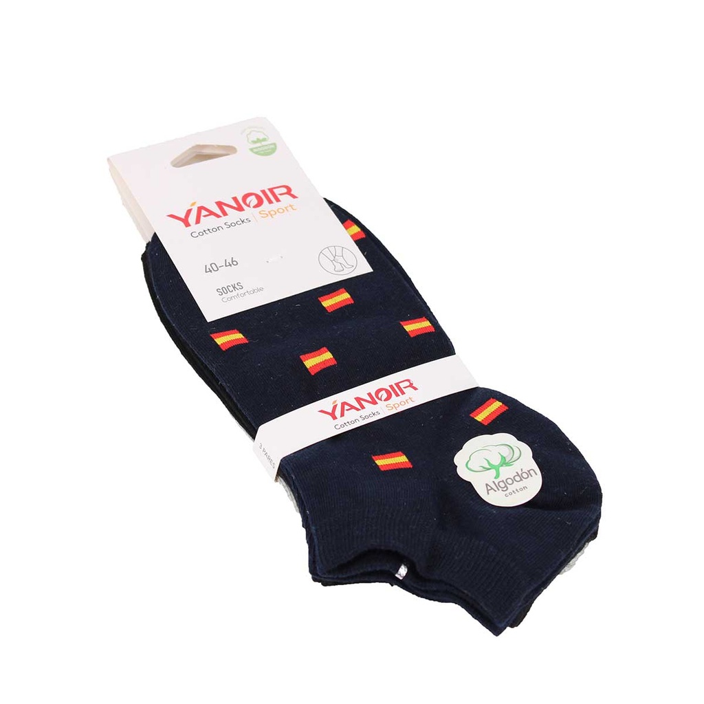 CALCETIN YANOIR TOBILLERO ESPAÑA 40-46 3PCS COLORES