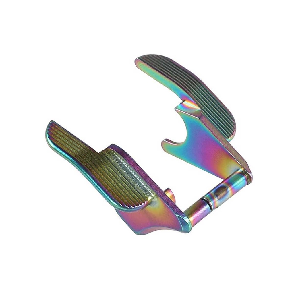COWCOW MATCH GRADE STAINLESS STEEL THUMB SAFETY RAINBOW