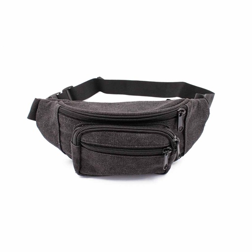 [IW-3070-BK] RIÑONERA IMMORTAL CANVAS CREMALLERAS NEGRA