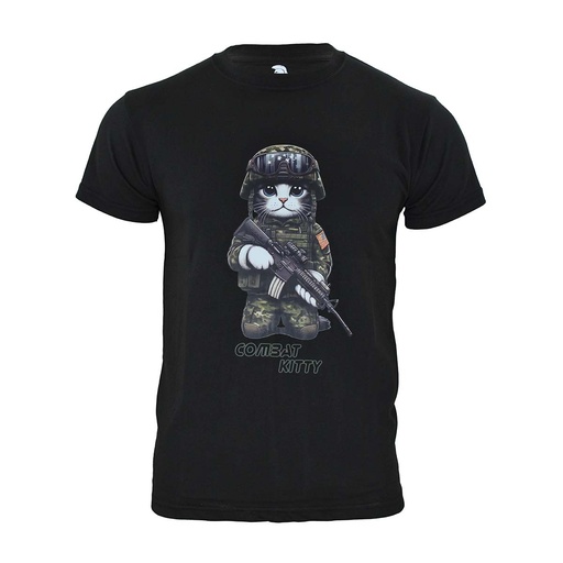 [IW-110114-S] CAMISETA IMMORTAL COMBAT KITTY NEGRA (S)