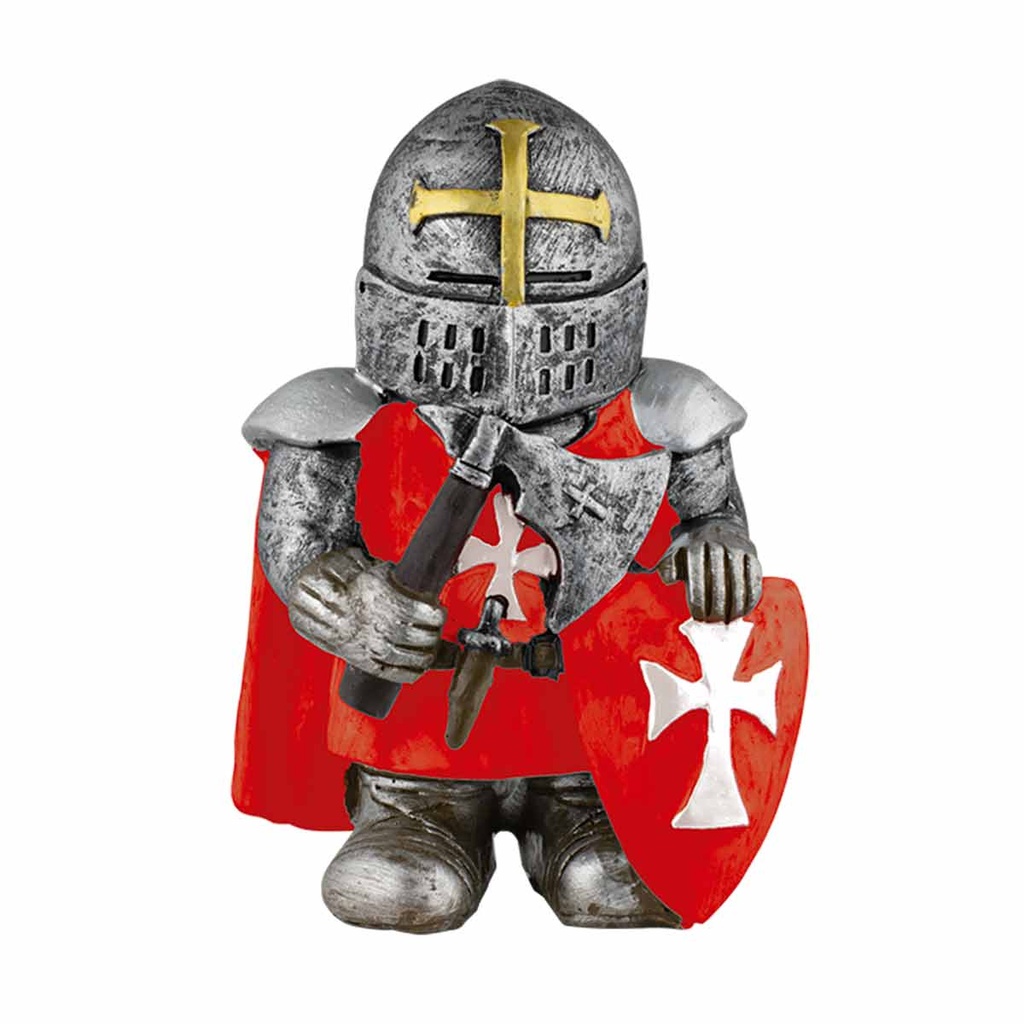 FIGURA RESINA TEMPLARIO CASCO Y MAZA ROJO