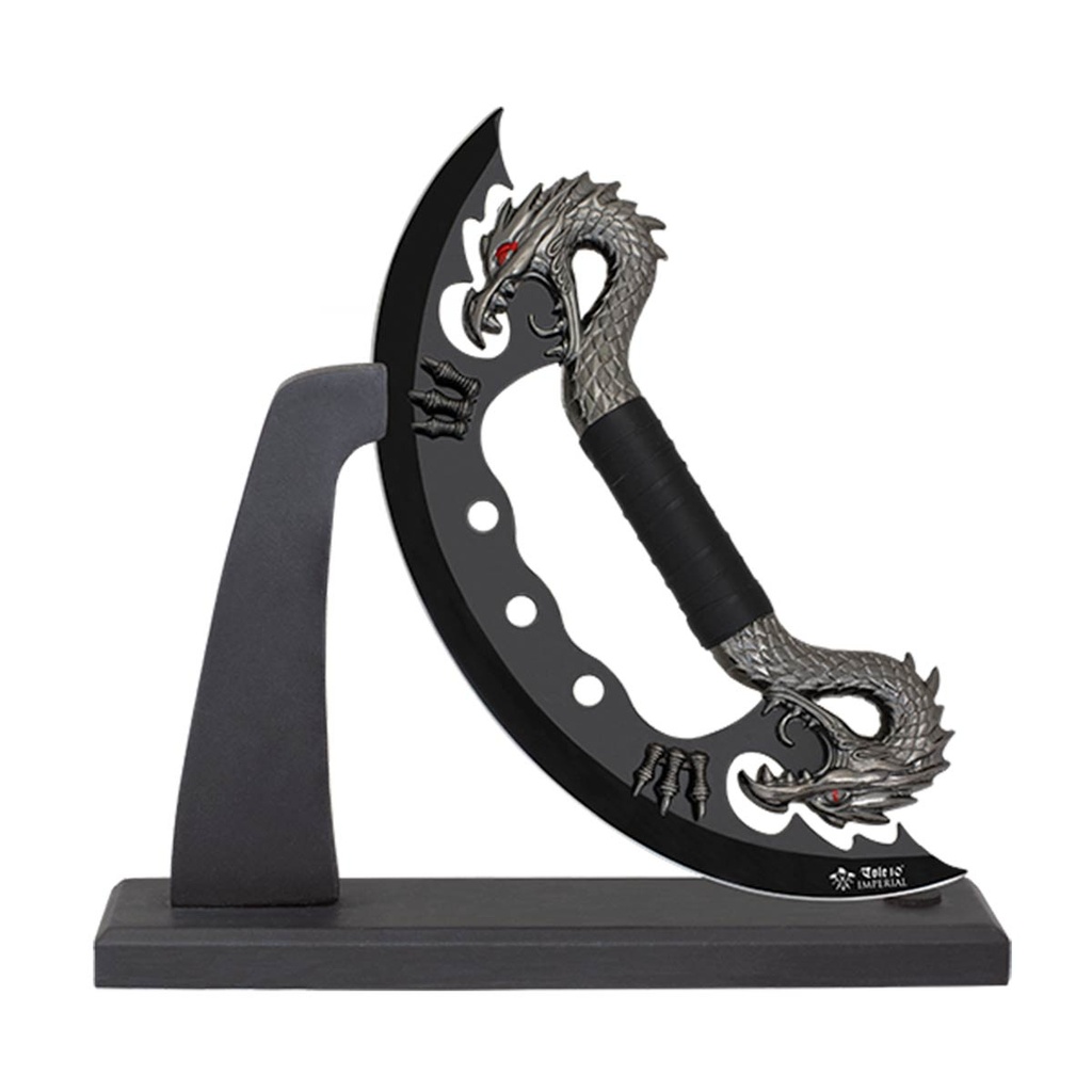 CUCHILLO DECORACION TOLE10 DRAGONES PLATA-NEGRO