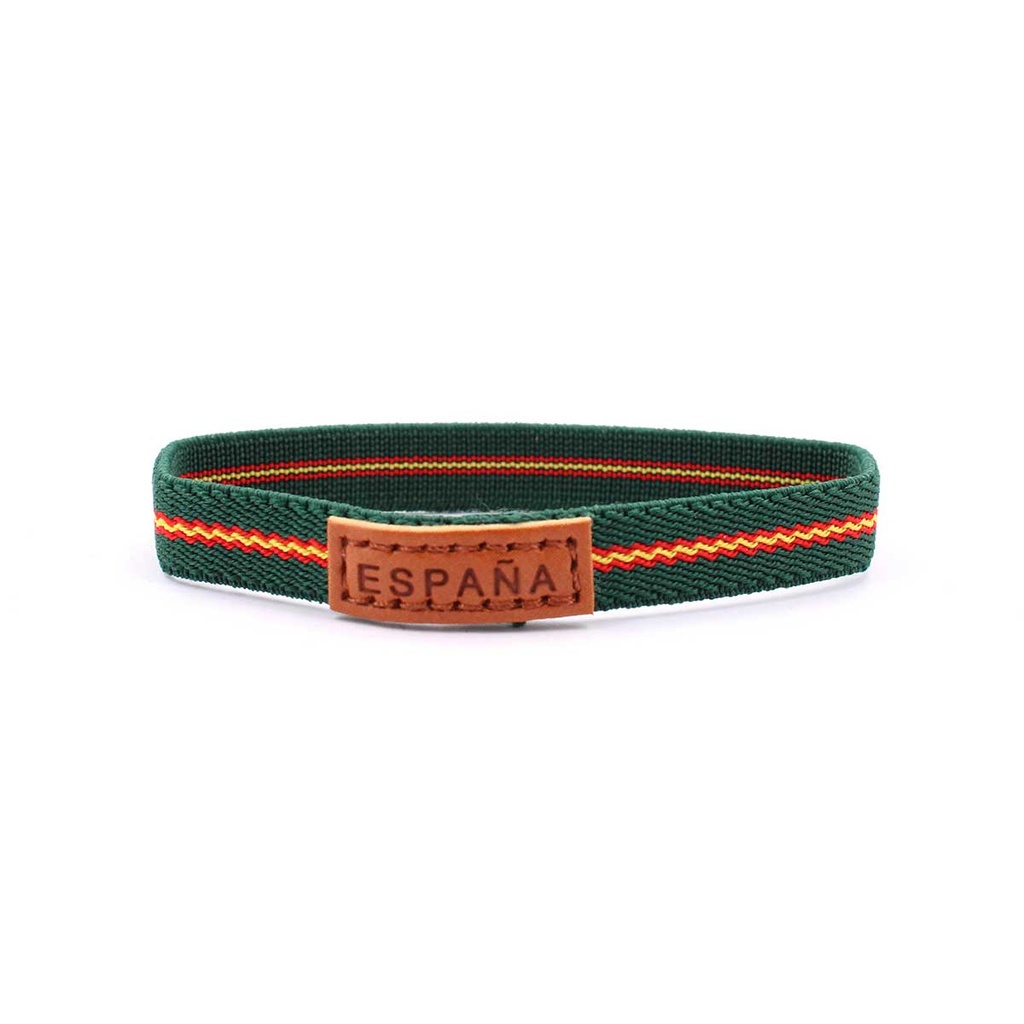 PULSERA ESPAÑA ESTRECHA CUERO VERDE