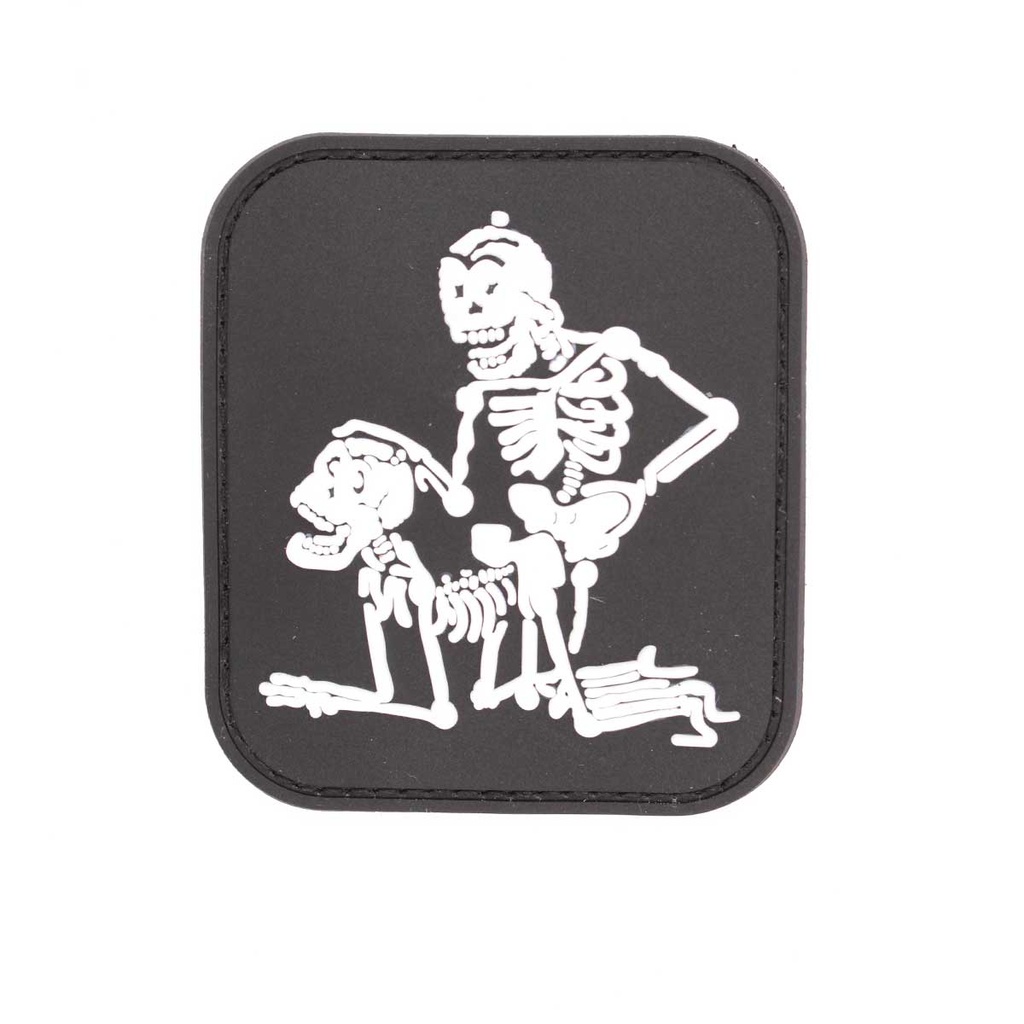 PARCHE IMMORTAL PVC 3D 2 ESQUELETOS NEGRO-FLUORESCENTE