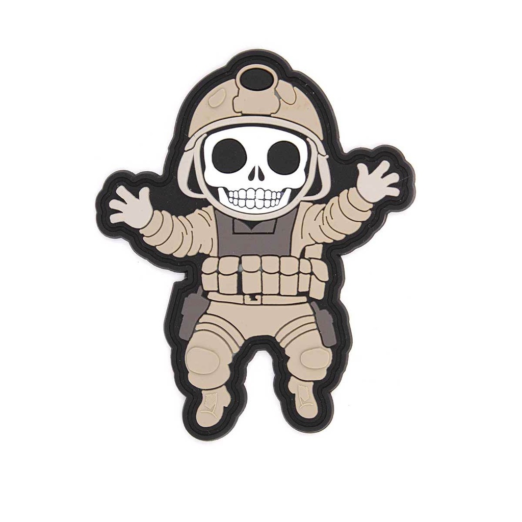 PARCHE IMMORTAL PVC 3D ESQUELETO MILITAR GRIS