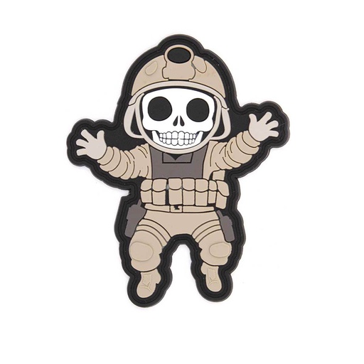 [IW-08466-GY] PARCHE IMMORTAL PVC 3D ESQUELETO MILITAR GRIS