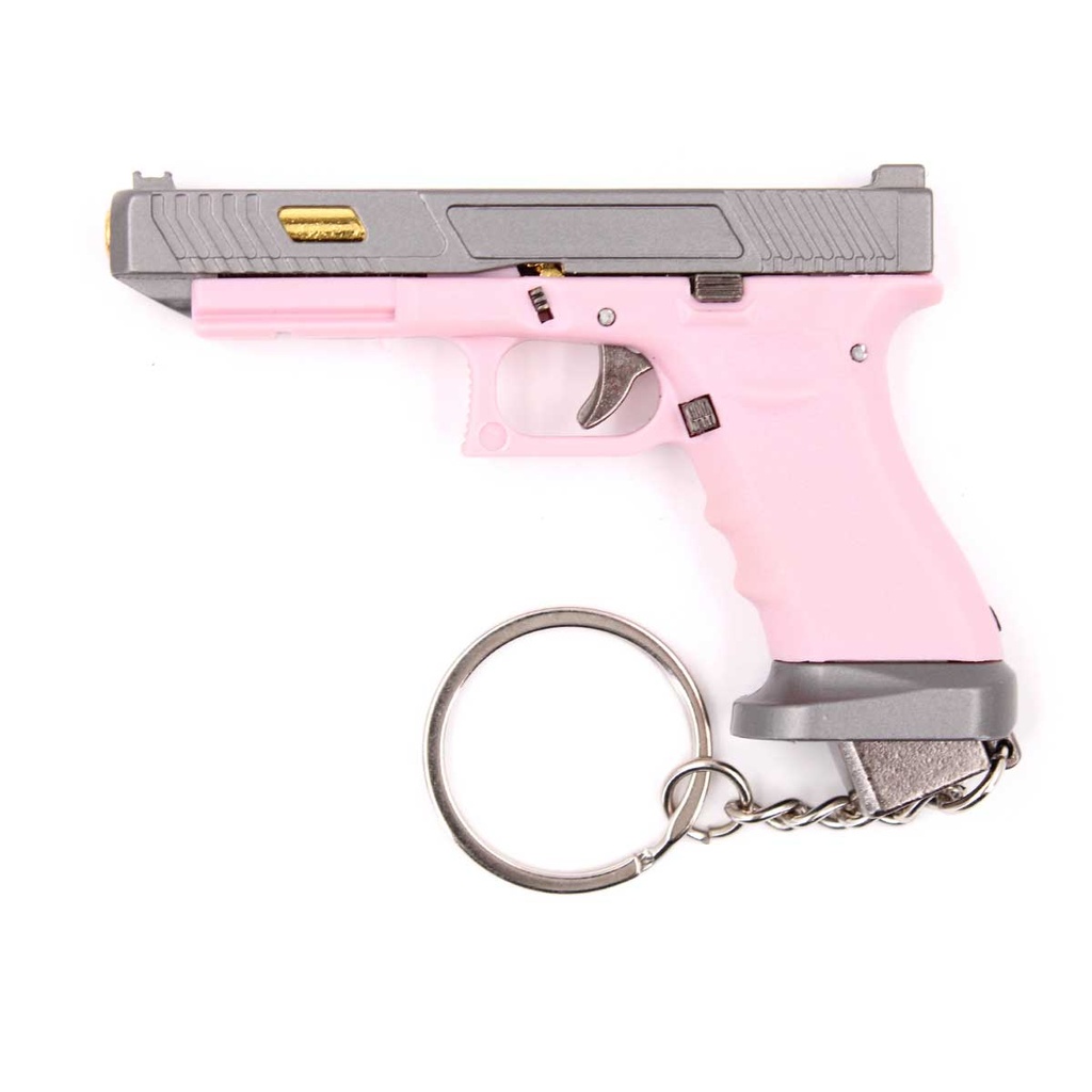 LLAVERO PISTOLA G34 7,5 CM ROSA-GRIS