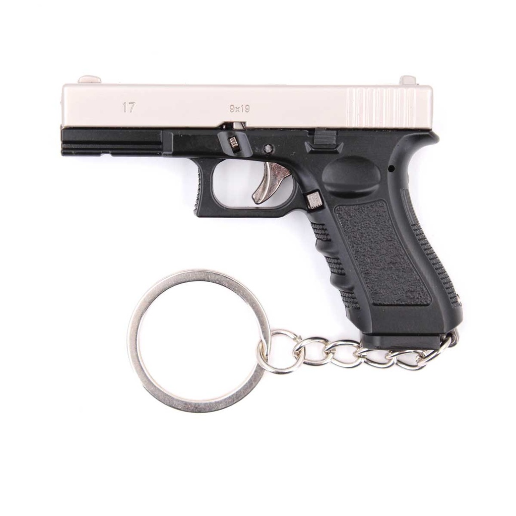 LLAVERO PISTOLA G17 7 CM NEGRO-PLATA