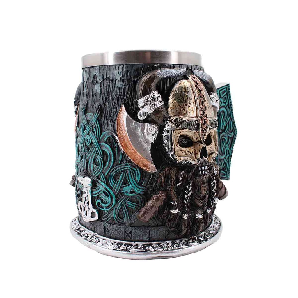 TAZA RESINA VIKINGO BARBAS TOLE10 XXL GRIS/AZUL