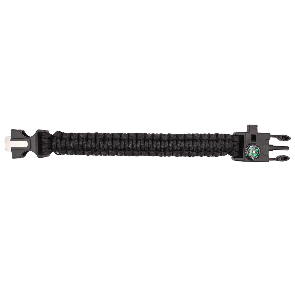 PULSERA PARACORD IMMORTAL CON PEDERNAL Y BRUJULA NEGRA