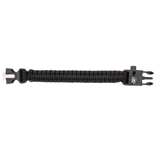 [IW-0106-BK-S] PULSERA PARACORD IMMORTAL CON PEDERNAL Y BRUJULA NEGRA (S)