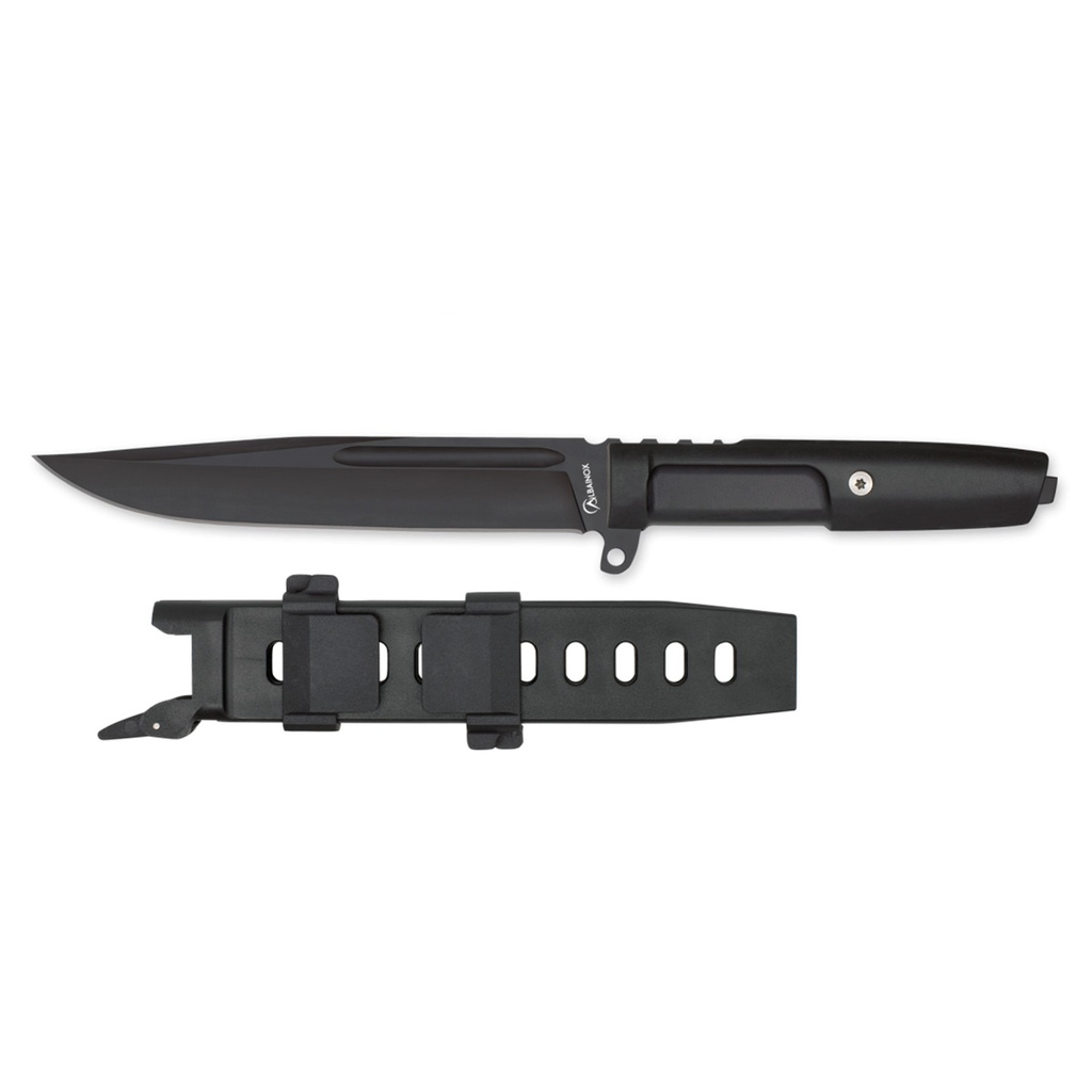 CUCHILLO ALBAINOX TACTICO PUÑO GOMA NEGRO