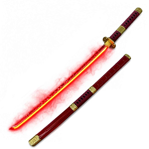 [BH-3132] KATANA BH MADERA LED HUMO 3132 OPC 103CM ROJA