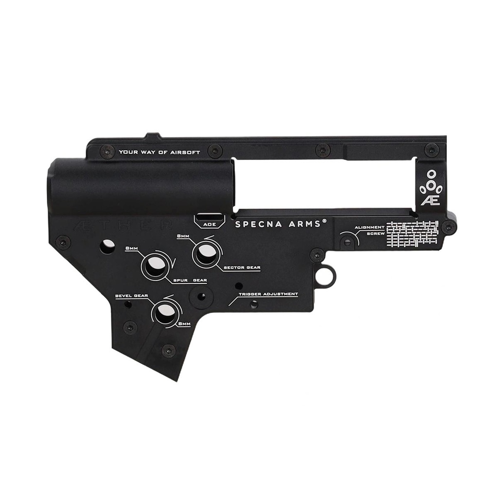 GEARBOX VER.2 8MM ESPECNA ARMS ALUMINIO CNC NEGRO