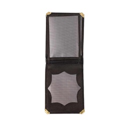 [6154] CARTERA PIEL BILLETERO REFUERZO DORADO NEGRA