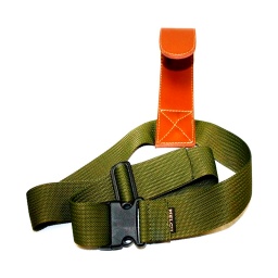 [6023] PORTA FUSIL CINTURA CURVO CUERO Y ACERO MARRON/VERDE