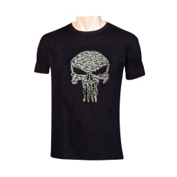 CAMISETA PUNISHER FUSILES NEGRA-BLANCA