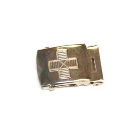 [130545-CR] HEBILLA METALICA CINTURON ESTRECHO CRUZ ROJA PLATA