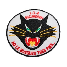 [245136] PARCHE BORDADO GATO ESCUADRON 104 NEGRO-BLANCO