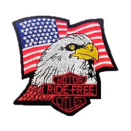[360509] PARCHE BORDADO AGUILA BANDERA HARLEY BLANCO-ROJO