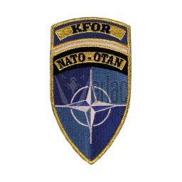 [636162B] PARCHE BORDADO KFOR NATO-OTAN C/VELCRO CELESTE