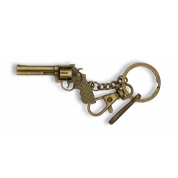 [09821] LLAVERO REVOLVER LARGO ZAMAK DORADO
