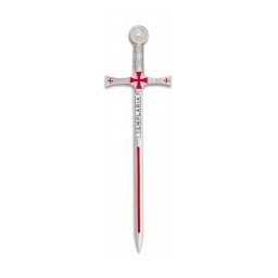 [09351] MINI ESPADA TEMPLARIA PLATA-ROJO