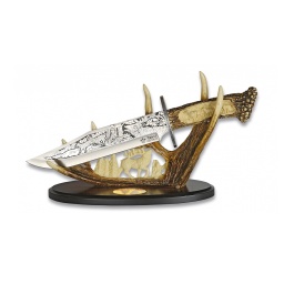[31685] CUCHILLO DECORACION CIERVO C/PEANA MADERA