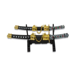 [32139] KATANA MINI TOLE10 2PCS 16CM/18.4CM C/PEANA NEGRA-GRIS