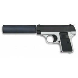 [35721] PISTOLA G.1A MINI METALICA C/SILENC. PLATA-NEGRA