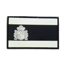 [CZ2168-BKWH] PARCHE PVC BANDERA ESPAÑA FLUORESCENTE NEGRO-BLANCO