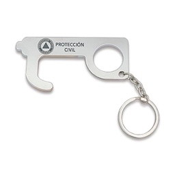 [09393GR4015] LLAVERO EMPUJADOR ANTICOVID PROTECCION CIVIL PLATA