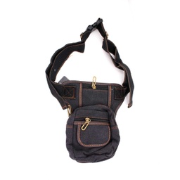 [BX2411-BK] BOLSO PIERNA BOXIN CANVAS PESPUNTES PEQ. NEGRO