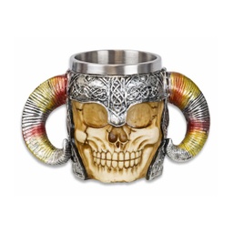 [39095] JARRA RESINA CALAVERA CUERNOS PLATA