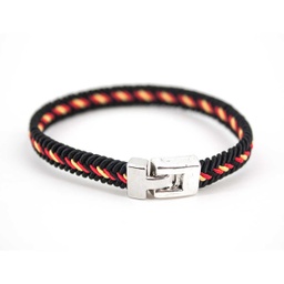 [002033-BK] PULSERA ESPAÑA CIERRE PLATA METALICO NEGRA