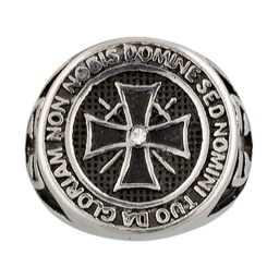 ANILLO TEMPLARIO ESCUDO PLATA-NEGRO