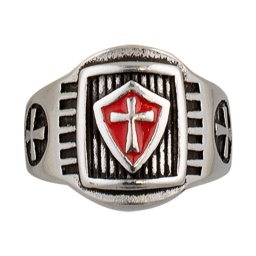 ANILLO TEMPLARIO CRUZ NEGRO-ROJO