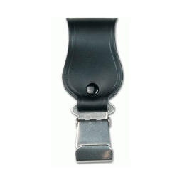 [75900] PORTA MOSQUETON PIELCU CUERO Y METAL NEGRO