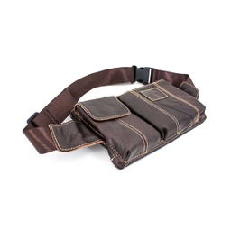 [TV7118] RIÑONERA CUERO 2 COMPARTIMENTOS MARRON/NEGRA