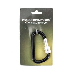 [15922060] MOSQUETON MEDIANO C/SEGURO 8CM NEGRO-PLATA