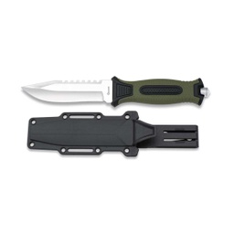[32539] CUCHILLO ALBAINOX 12CM C/FUNDA RIGIDA VERDE-NEGRO