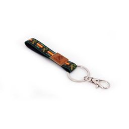 [344040-VE] LLAVERO BANDERA ESPAÑA ELASTICO LARGO C/MOSQUETON GUARDIA CI. VERDE