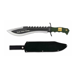 [32557] CUCHILLO ALBAINOX SUPERVIVENCIA 29CM NEGRO MANGO VERDE
