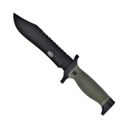 [CW-828-4] CUCHILLO TIPO OSO PUÑO Y FUNDA ABS VERDE-NEGRO