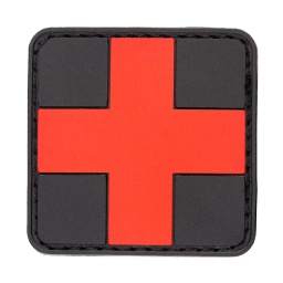 [16261] PARCHE PVC MEDICO PEQUEÑO 2.5 X 2.5 NEGRO-ROJO