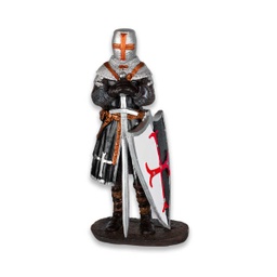 [39297] FIGURA RESINA TEMPLARIO ESCUDO/ESPADA GRIS-ROJA