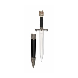 [32393] DAGA JUEGO TRONOS LOBO C/FUNDA 16.7 CM PLATA-NEGRA