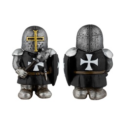 [39446] FIGURA RESINA TEMPLARIO CASCO Y MAZA GRIS-AMARILLO