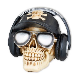 [39616] CABEZA RESINA CALAVERA CASCOS GAFAS GRIS-NEGRO